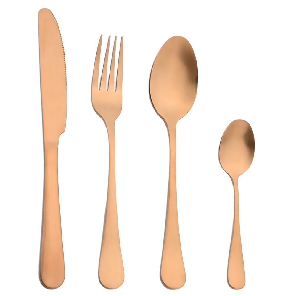 AJOYOUS Black Cutlery 4 Pcs Golden Cutlery Set 304 Stainless Steel Dinnerware Set Spoon Set Tableware Fork Knife Spoon: Rose