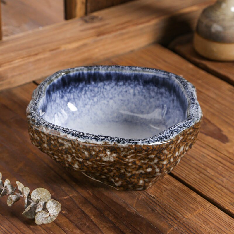 Japanese Stone Pattern Odd Bowl Fruit Salad Bowls Ceramic Bowl Restaurant Snack Bowl Vegetable Tableware Bowl: B