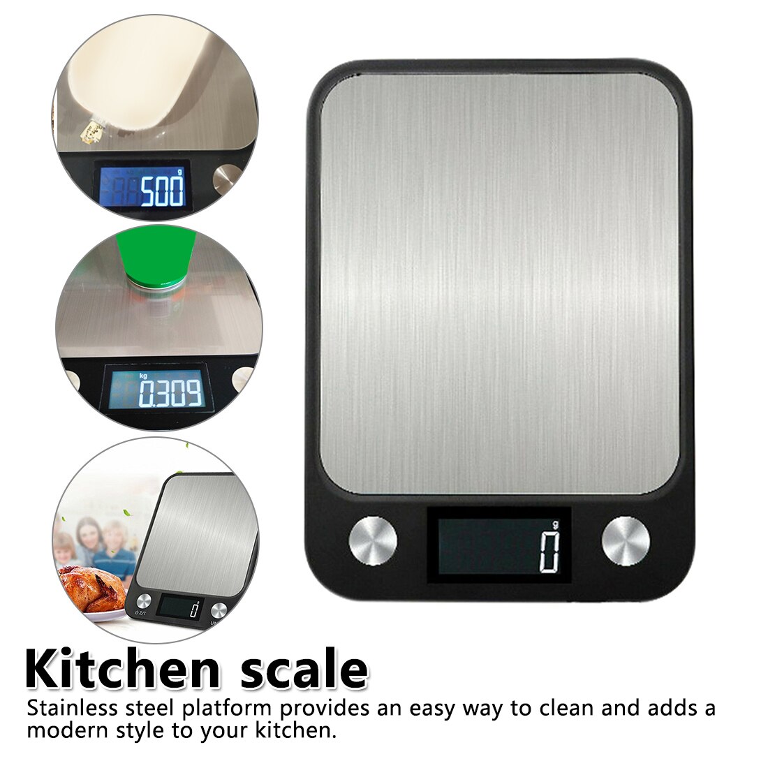 Digital Kitchen Scale 5Kg/10Kg 1g Stainless Steel Kitchen Electronic Scales High Accurate Food Baking Scale Weigh Kitchen Scales