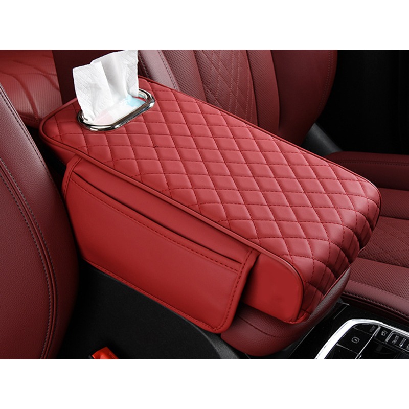 Auto-armsteun box pad verhoging universele pad Auto verhoging tissue opbergtas met zak Centrale kussensloop: YELLOW