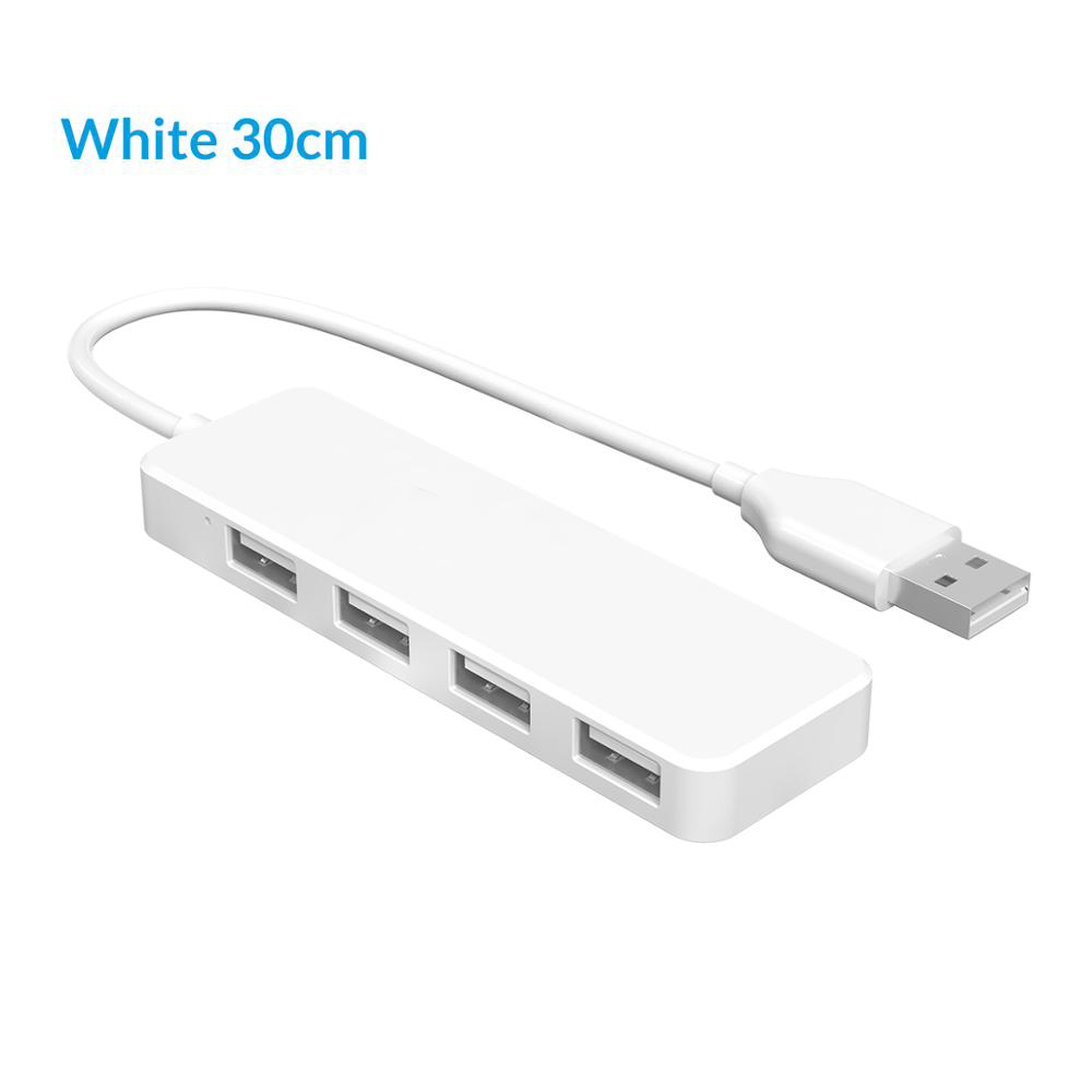 Mini usb hub multi 4 portar höghastighets usb 2.0 splitter portabel för windows mac os android laptop tillbehör: Vit