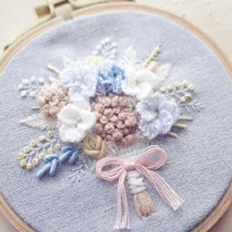 Piękne kwiaty 3D haftowane zestawy przechodzić szew akcesoria robić rękodzieła kreatywny DIY materiały robić haftu pakiet szycia wystrój