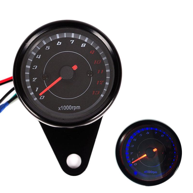 DC 12V Motorcycle Tachometer Modified LED Digital Display Motorbike Gauge Meter Moto Modification Replacement Parts: Default Title
