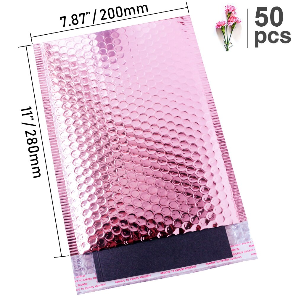 Speedy Mailers 50pcs Rose Gold Bubble Envelope Foam Foil Mailing Bag Bubble Mailer Envelopes for Packaging: 200x280mm-50 pieces