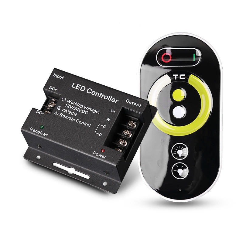 DC12-24V 6A 2CH LED RF Touch Dimmer Remote Controller for 5050 CCT LED Strip Light AA50