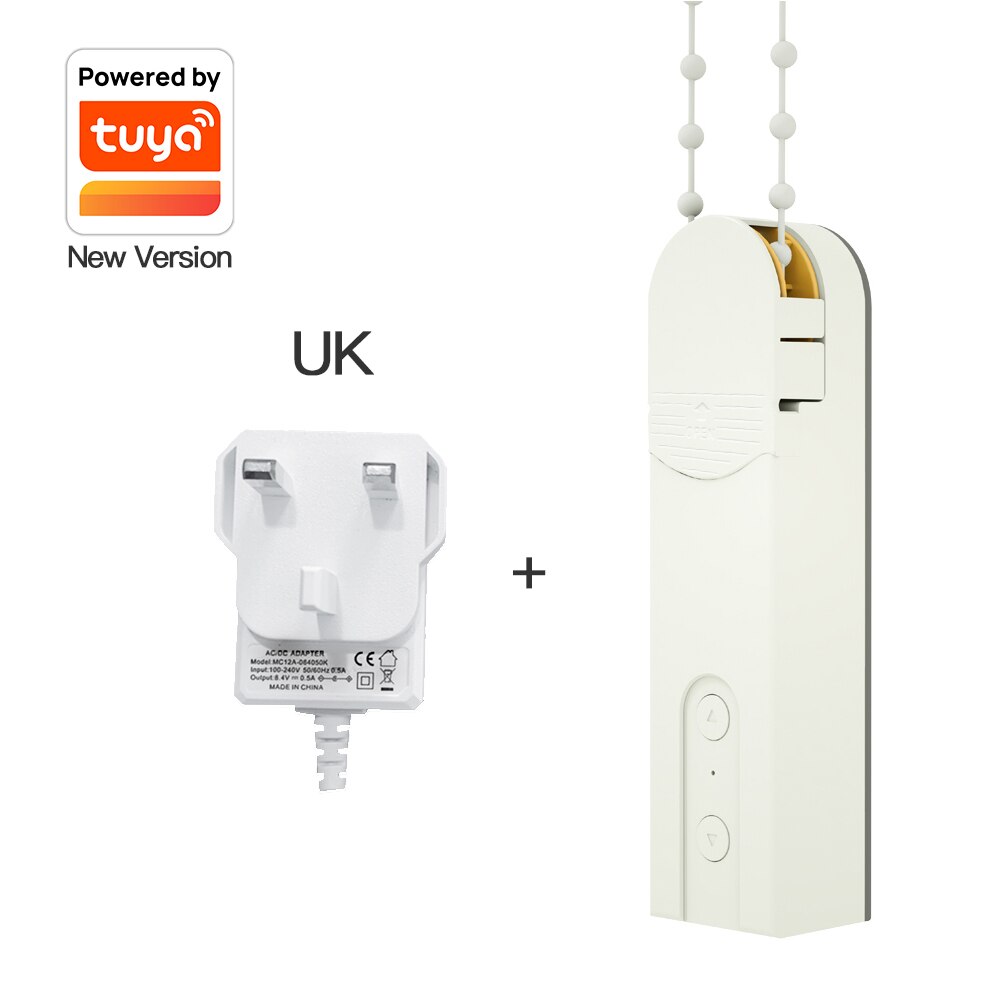 MoesHouse DIY Smart Roller Blinds Drive Motor Motorized Chain Powered By Charger Build-in Bluetooth APP Remote Control.: TUYA with UK Adapate