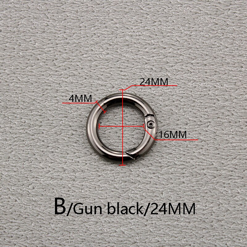 BAMADER Circle metalowy haczyk na sprężynie O Ring otwierany klucz pierścieniowa klamra wysokiej jakości akcesoria sprzętowe złoty srebrny pistolet klamra: B Gun black24MM