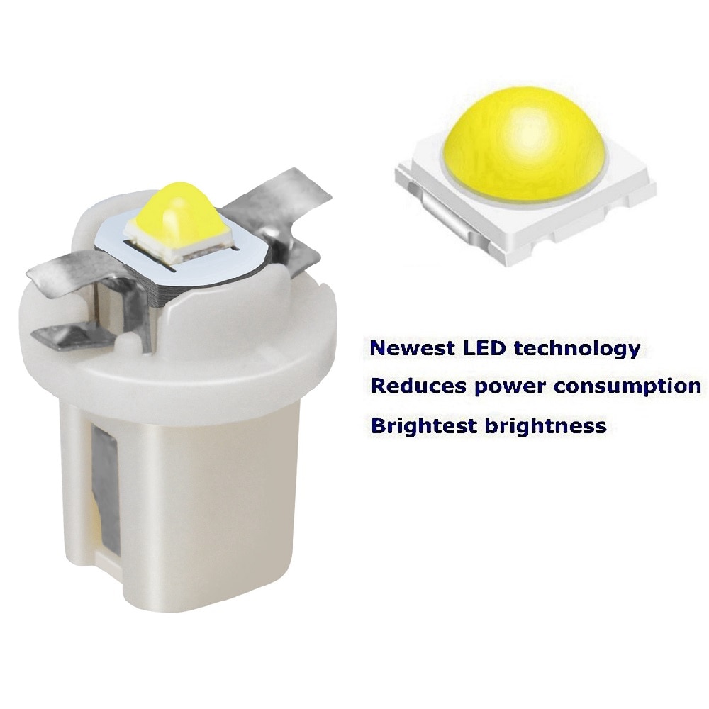 Lámpara LED superbrillante para Panel de coche, Bombilla Speedo para tablero de instrumentos, B8.5D, 509T, B8.5, T5, 10 Uds.