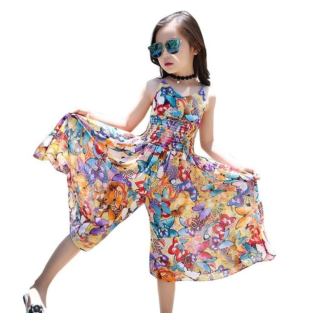 Summer Fashion Girls Cool pantaloni a gamba larga abito monopezzo 2021 nuovi gilet da spiaggia per bambini gonna nuovi vestiti stampati per bambini