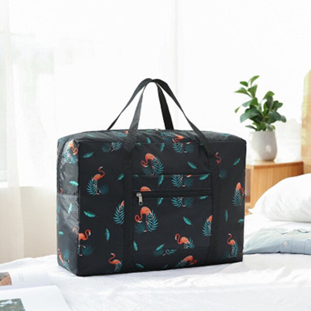 Nylon Opvouwbare Reistassen Handtassen Waterdichte Zakken Voor Zakelijke En Reizen Grote Capaciteit Schoudertassen Schouder Hand Tas: Black Flamingo