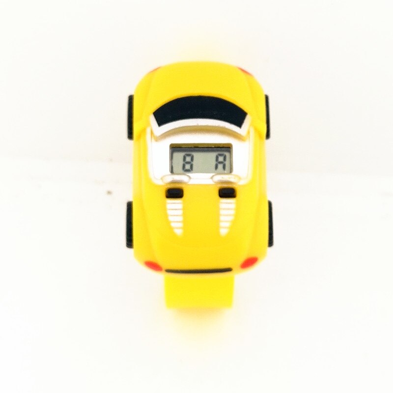 Reloj con pantalla LED para niños, juguete desmontable de coche de dibujos animados, pulsera Digital de de Navidad para niños y niñas: Amarillo