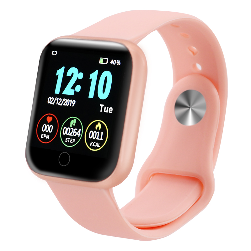 Bluetooth Smart Horloge Gsm Bloeddruk Sport Mannen Temperd Glas Fitness Tracker Polsband Waterdicht Voor Running Handleiding: Roze