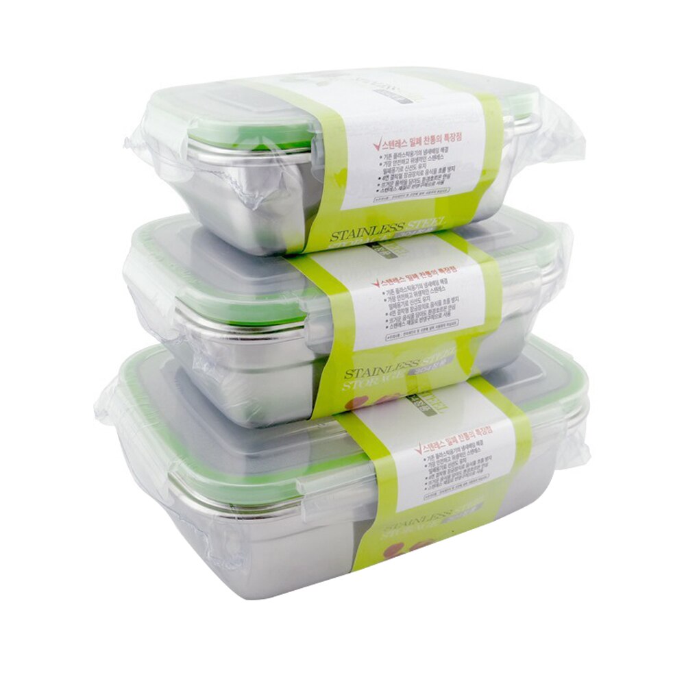 Stainless Steel Thermal Insulated Food Storage Sealing Portable Travel Leakproof Bowls Home Containers Lunch Box Kitchen Bento: 3pcs