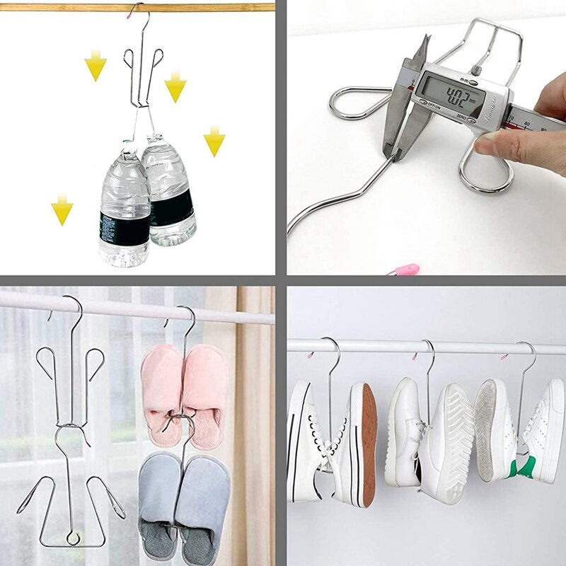 5Pcs Rvs Schoenenrek Droogrek, Dubbele Haak Droogrek Magazijnstelling
