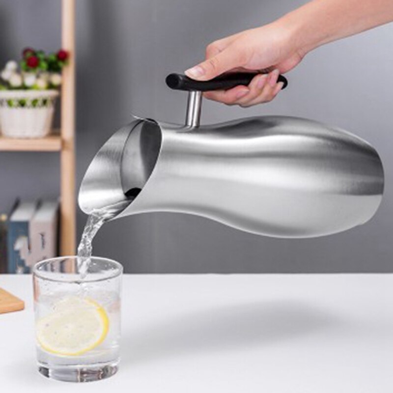 Kall vattenkokare hushåll tjockt rostfritt stål vattengryta restaurang restaurang juicekanna 2000 ml: Silver-