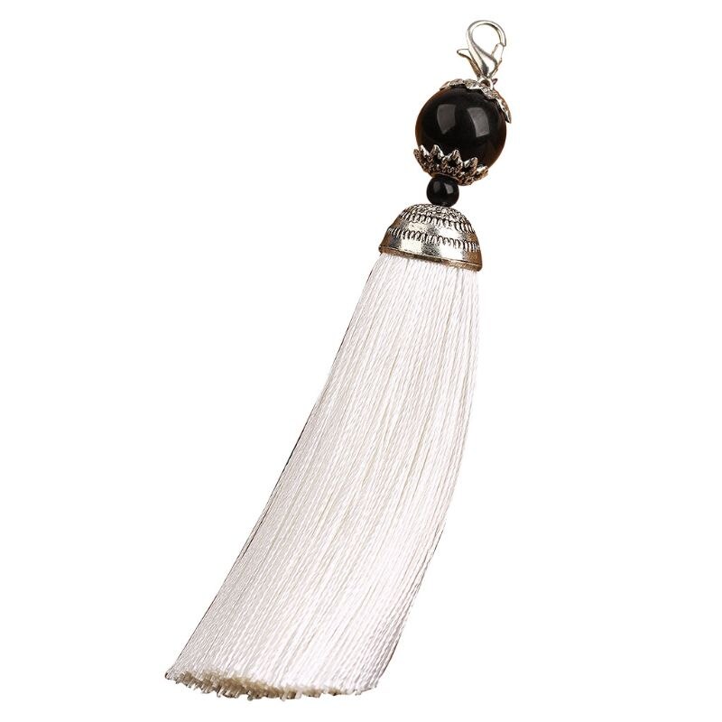 Handgjorda buddha pärldisk dekoration polyester tofsar med hängande ring siden  r9jf: 2