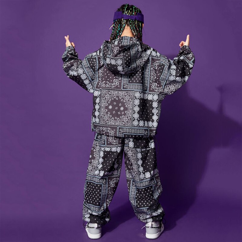 Disfraz de baile de Hip Hop para niñas y niños, Sudadera con capucha, pantalones de Hip Hop, traje de baile callejero, ropa de actuación de Jazz para niños, BL5695