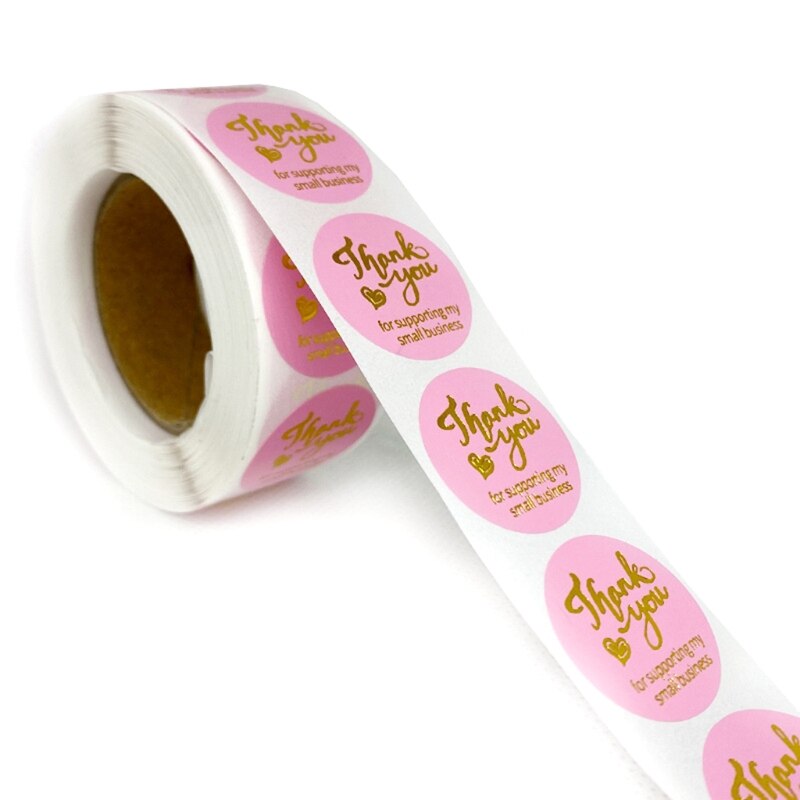 500pcs Thank You for Supporting My Small Business Adhesive Stickers Seal Label D08F: Pink
