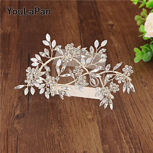 Flayem Bruid Bruiloft Haar Wijnstok Groen Kristal Hoofdband Sparly Leaf Hoofddeksel Deel Prom Haaraccessoires voor Bruidsmeisje en Bloem Meisjes