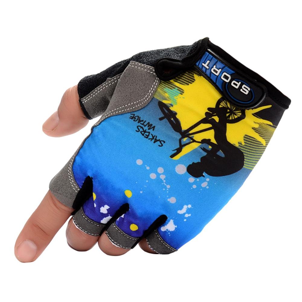 Gants de cyclisme demi-doigt antidérapants, 1 paire, coussin de Gel respirant pour hommes et femmes, moto vtt, vélo de route, gants de sport, de pêche: Bleu / L