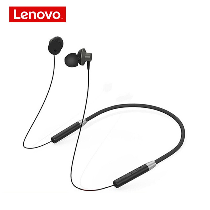 Lenovo on05 słuchawki Bluetooth 5.0 bezprzewodowy zestaw słuchawkowy magnetyczne słuchawki z pałąkiem na kark IPX5 wodoodporne sportowe słuchawki douszne: czarny