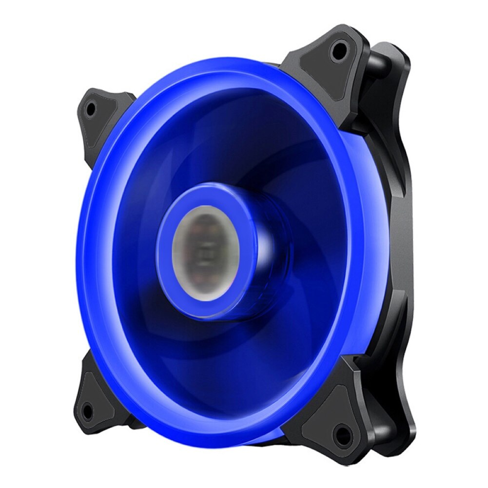 Universal computer RGB fan 120mm 15LED light Dual Aperture Silent PC Computer Case Cooling Fan Cooler: Blue