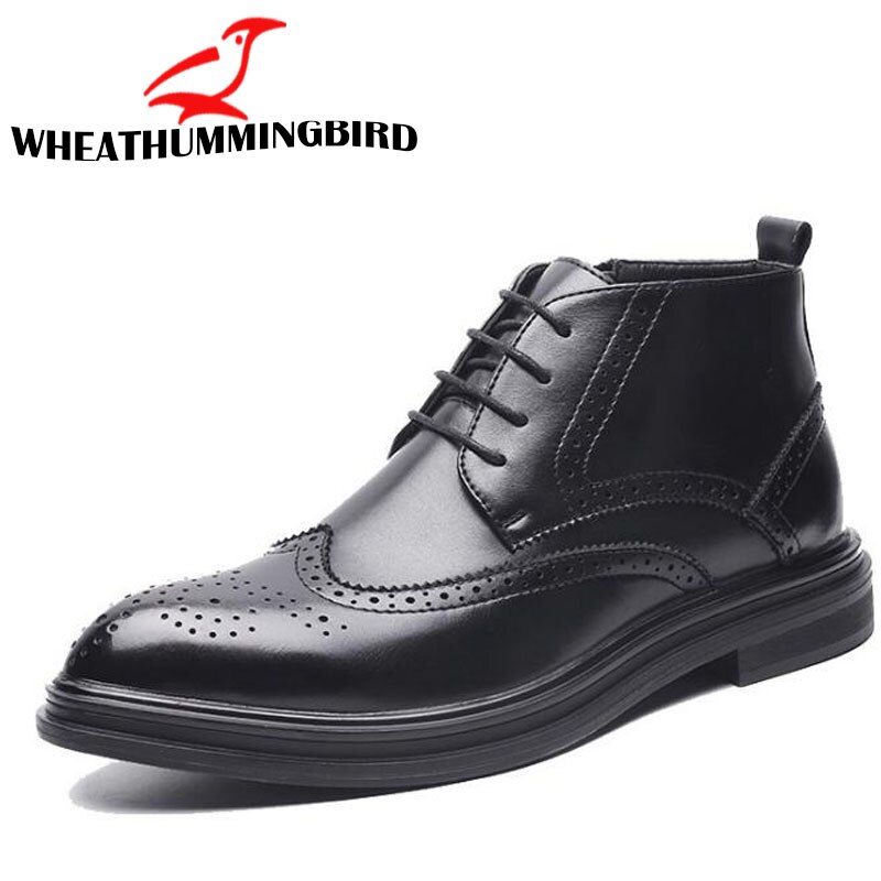 Mænd retro udskåret oxford business formelle sko chelsea ankelstøvler fodtøj sko mænd sko korte støvler lk -32