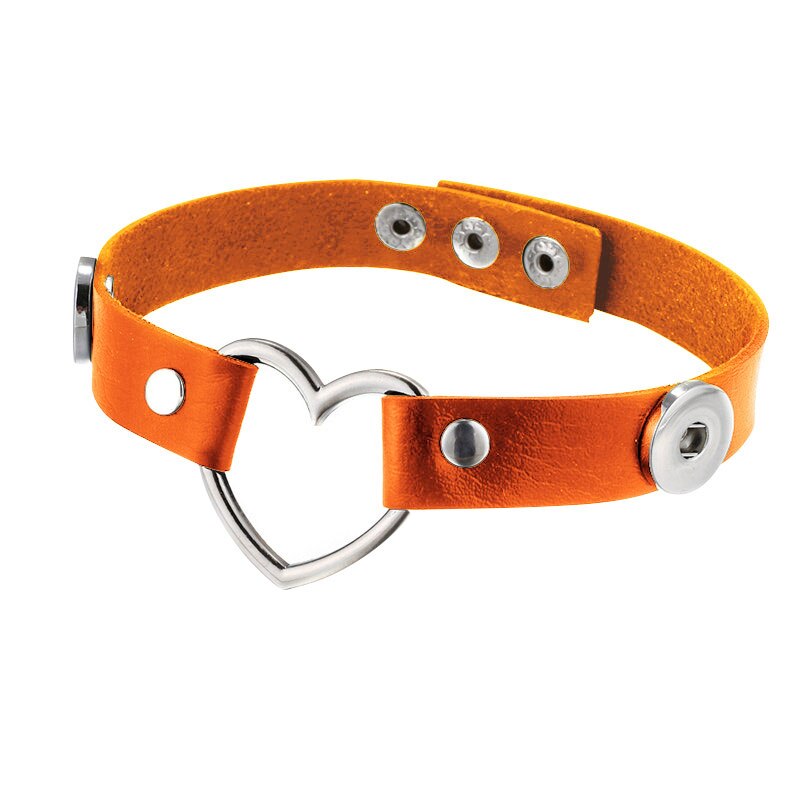 elegante Herz Leder Kragen snap halskette einstellbar 45 cm fit 12mm/18mm snap tasten snap schmuck DJ0205: orange / 12mm buttons