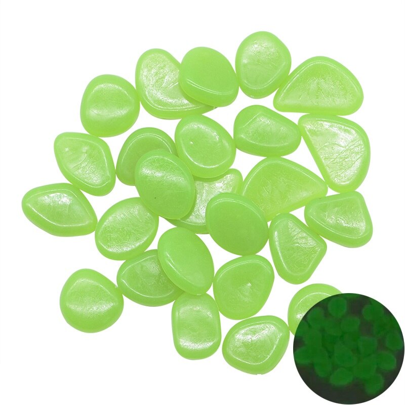 50Pcs Glow In The Dark Pebbles Glow Stones Rocks For Walkways Garden Path Patio Lawn Garden Yard Decoration Luminous Stones: Dark Green