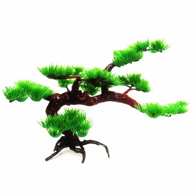 Bonsái Artificial de plástico, ornamento de bonsái, árbol de pino Artificial, decoración de plantas, acuario, accesorios para acuario
