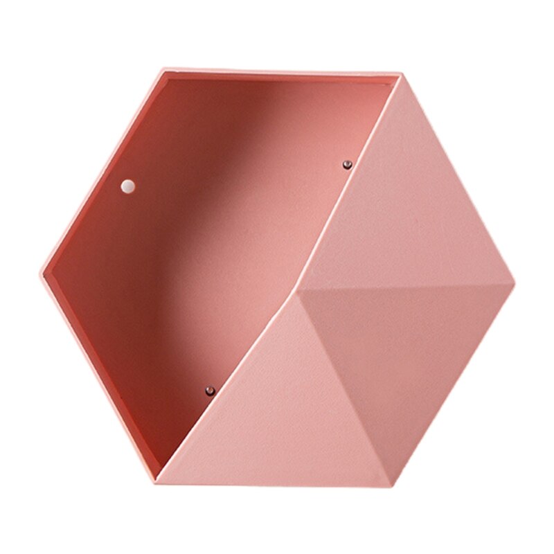 Hexagon Wall Shelves Storage Box Honeycomb Geometric Holders Living Room Bedroom Bathroom Dormitories Decorations Simplicity: Pink