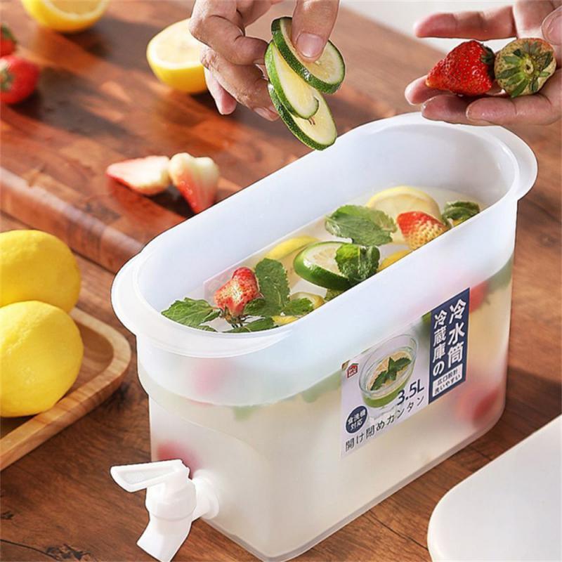 Cubo de agua fría para refrigerador doméstico, gran capacidad con grifo, bebida fría de frutas, cubo de hielo, hervidor de agua fría en caja
