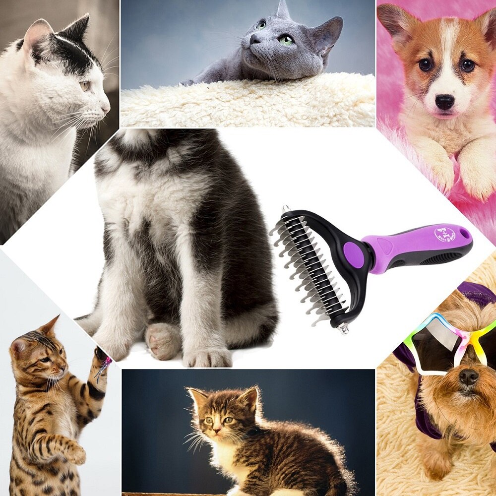 Hårborttagningskam för hundar katt detangler päls trimning avmattande borste grooming verktyg för tovigt långt hår lockigt husdjur