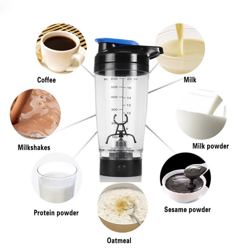Mezclador de proteínas automático 600ml ecológico tazas batidoras de proteínas taza batidora de leche mi botella de agua mezcladora inteligente licuadora de café