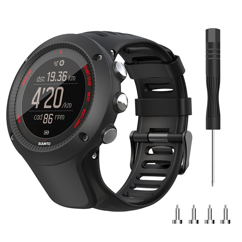 Silikon ersättning sport klockarmband för suunto ambit 3 /  ambit 2 /  ambit 1 smart watch armband armband rem 24mm klockarmband: Svart