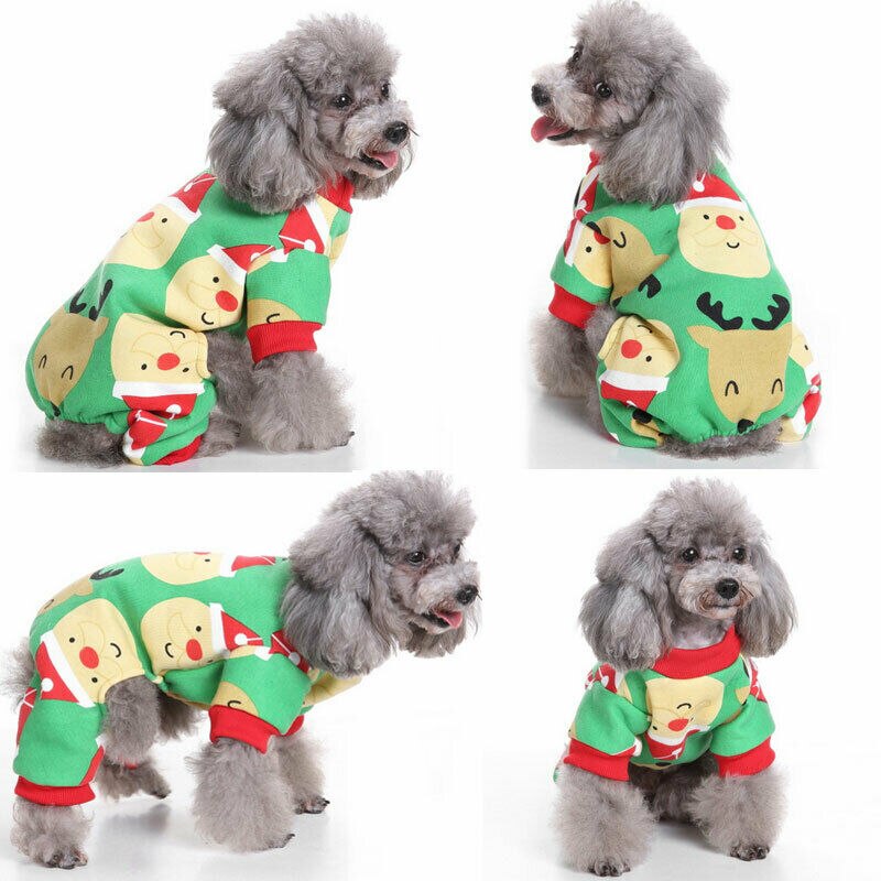 Pet Dog Christmas Clothes Xmas Dress-up Pet Costume Puppy Cat Jumpsuit Santa Poker Jacket Funny Pet Dog Apparel Clothing