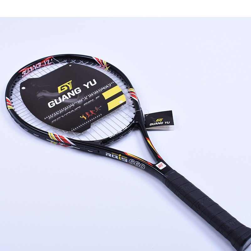 Carbon Fiber Tennis Racket Beginnende Beginner Training Tennis Shot Stabiele Demping Enkel Racket Met Snaren Q1316CME