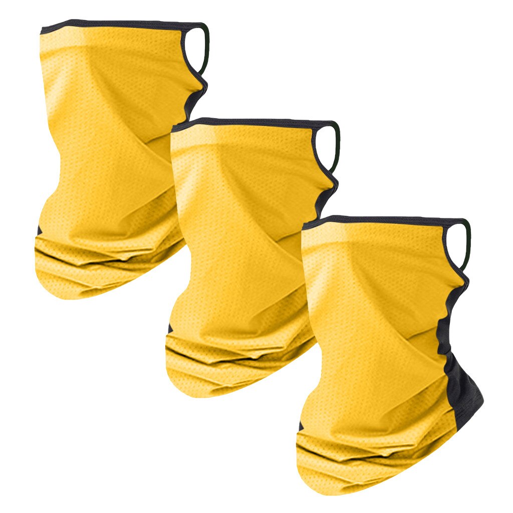 3 stk unisex rave bandana hals gamasje rør hodeplagg utendørs fotturer sykling bandana pustende anti støv ansikt skjerf kvinner menn: Gul