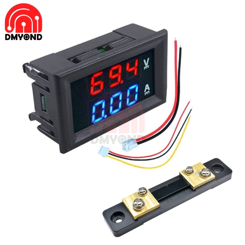 Mini Digitale Led Display Dc 100V 10A Voltmeter Auto Ampèremeter Ampermeter Panel Amp Stroom Spanning Meter Tester En 50A 75mV Shunt