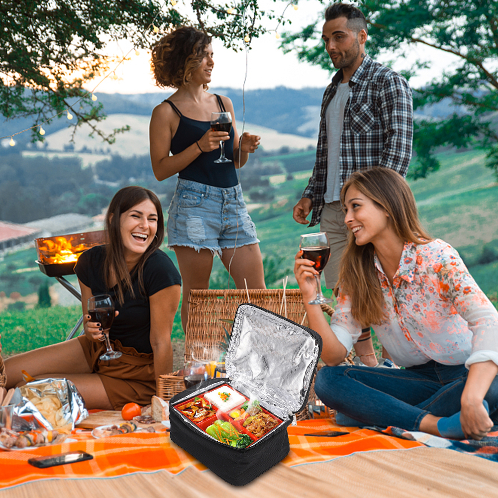 USB Camping Elektrische Lunchbox Oxford Stoff Heizung Container Paket Lebensmittel Isolierung Bento Lunch Box Thermostat Isolierung Tasche