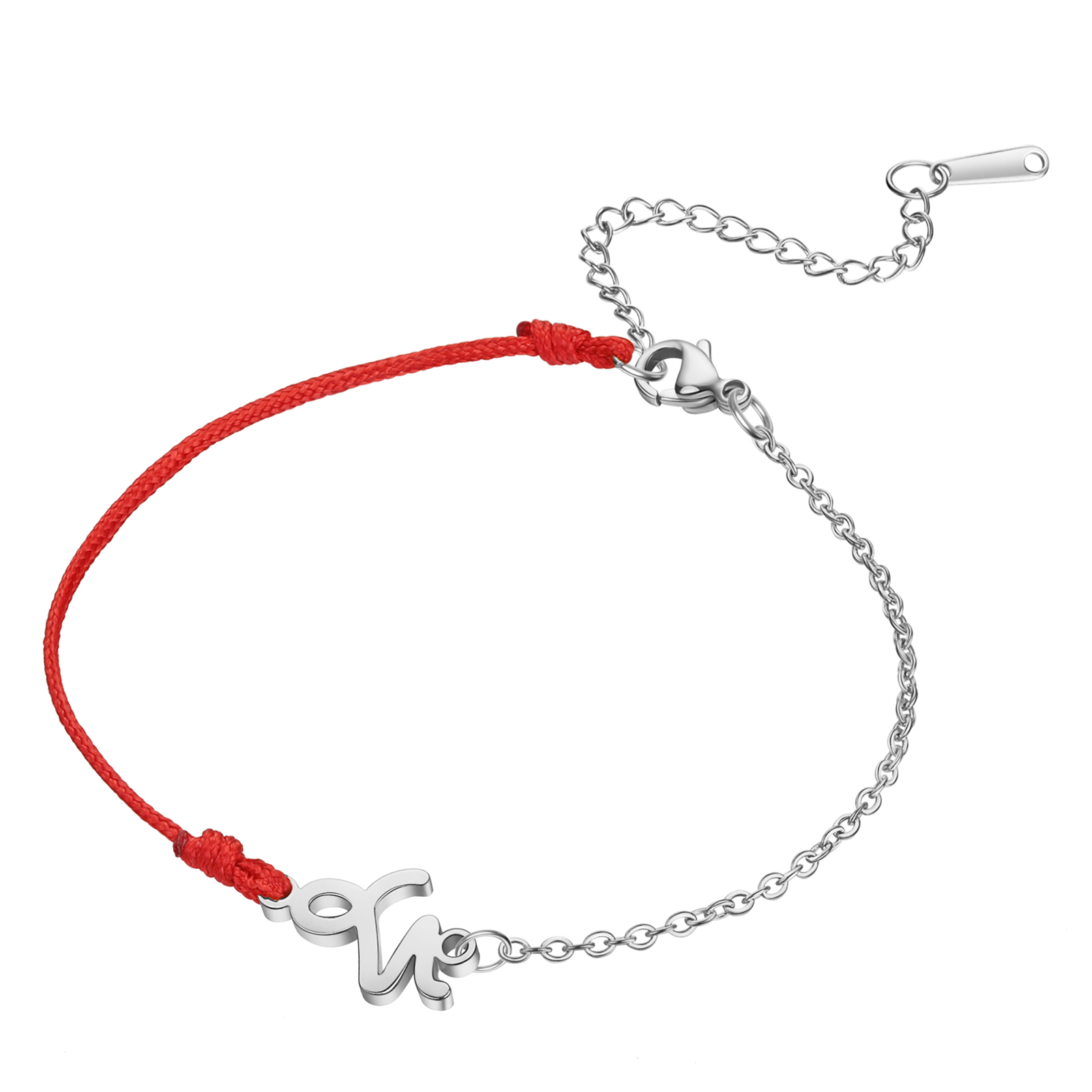 Zodiac Armband Rvs Hanger Armband Rope Chain Verstelbare Armband Voor Vrouwen Sieraden Bruidsmeisje: Rhodium Plated