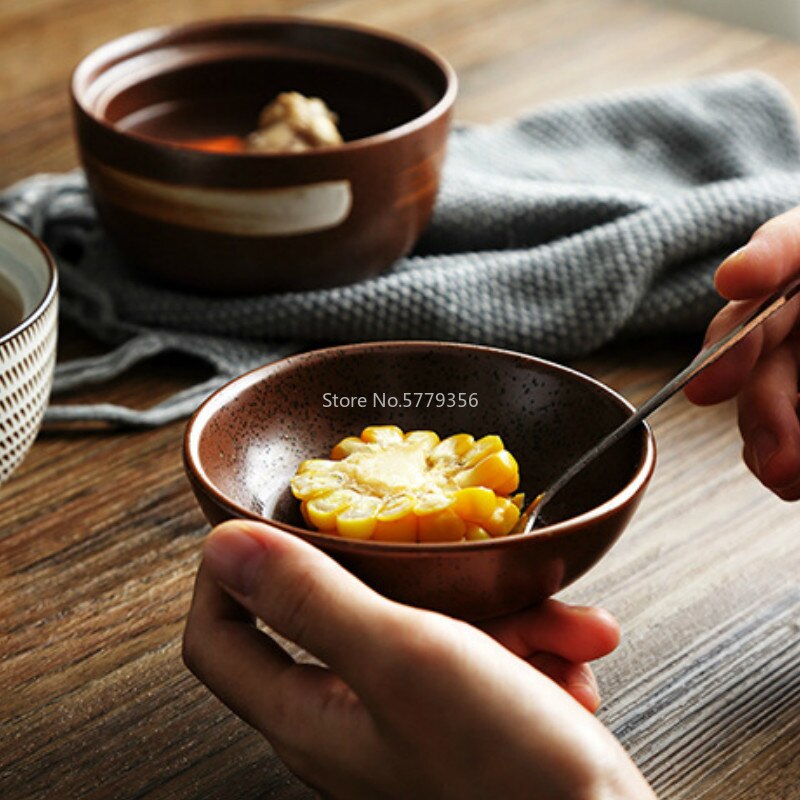 Cuenco de cerámica para sopa, tazón japonés de 4,5 pulgadas y 6,5 pulgadas con tapa, tazón de porcelana azul y blanca para arroz, tazón para sopa y estofado de