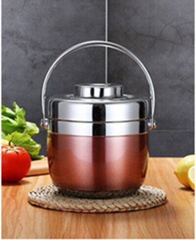 Termo portátil de acero inoxidable para comida, caja de almuerzo al vacío de 6-12 horas, tarro de sopa de 1,2/1.5L, caja Bento aislada, contenedor a prueba de fugas: Rose Red / 1.2ml