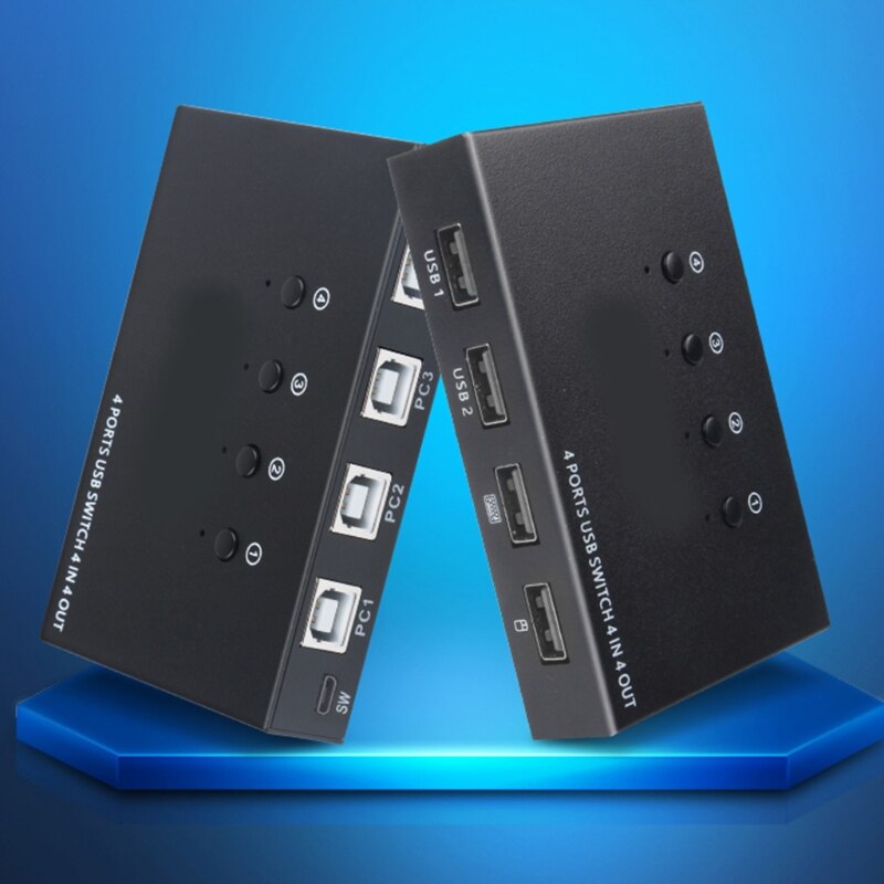 USB Switch 4 Computers PC Sharing One Monitor 4 Port VGA KVM Switch HUB Selector