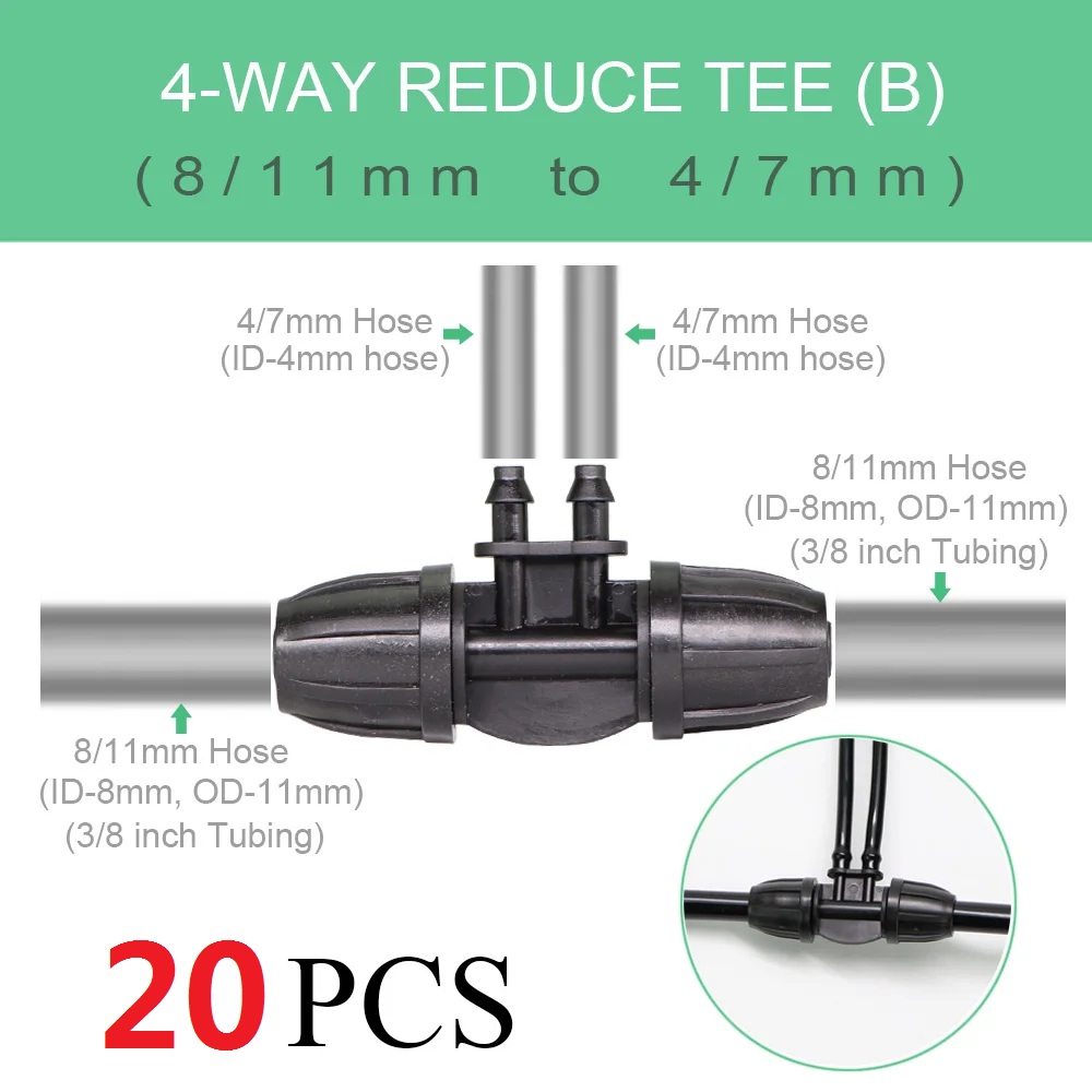 8/11 mm Wasserschlauchanschluss, Gartendusche, Schloss, Kupplungsadapter, 3/8 Zoll Bewässerungsverbindungen für Gartenschläuche: Schwarz