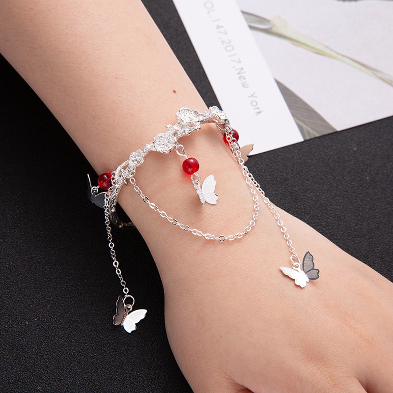 Bracelet Women Heaven Officials Blessing Bracelets Woman Tassel Bangles Ladies Butterfly Jewellery Couples Trendy Alloy Pulseras