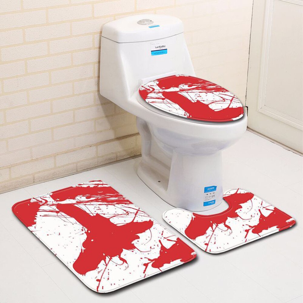 Set Bagno Halloween DOITOOL Con Stampa Mani – Tappeto, Copriwater E Tappetino Antiscivolo