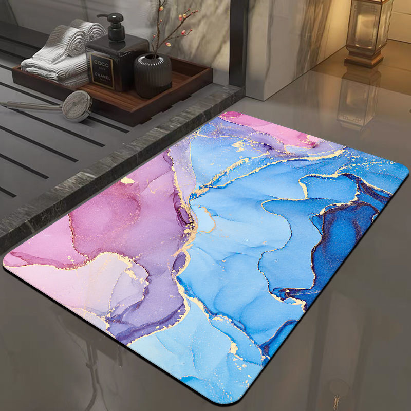 Alfombra de barro de diatomeas con estampado de mármol moderno, alfombra absorbente de secado rápido para bañera, accesorios decorativos para puerta de entrada y baño, 1 ud.