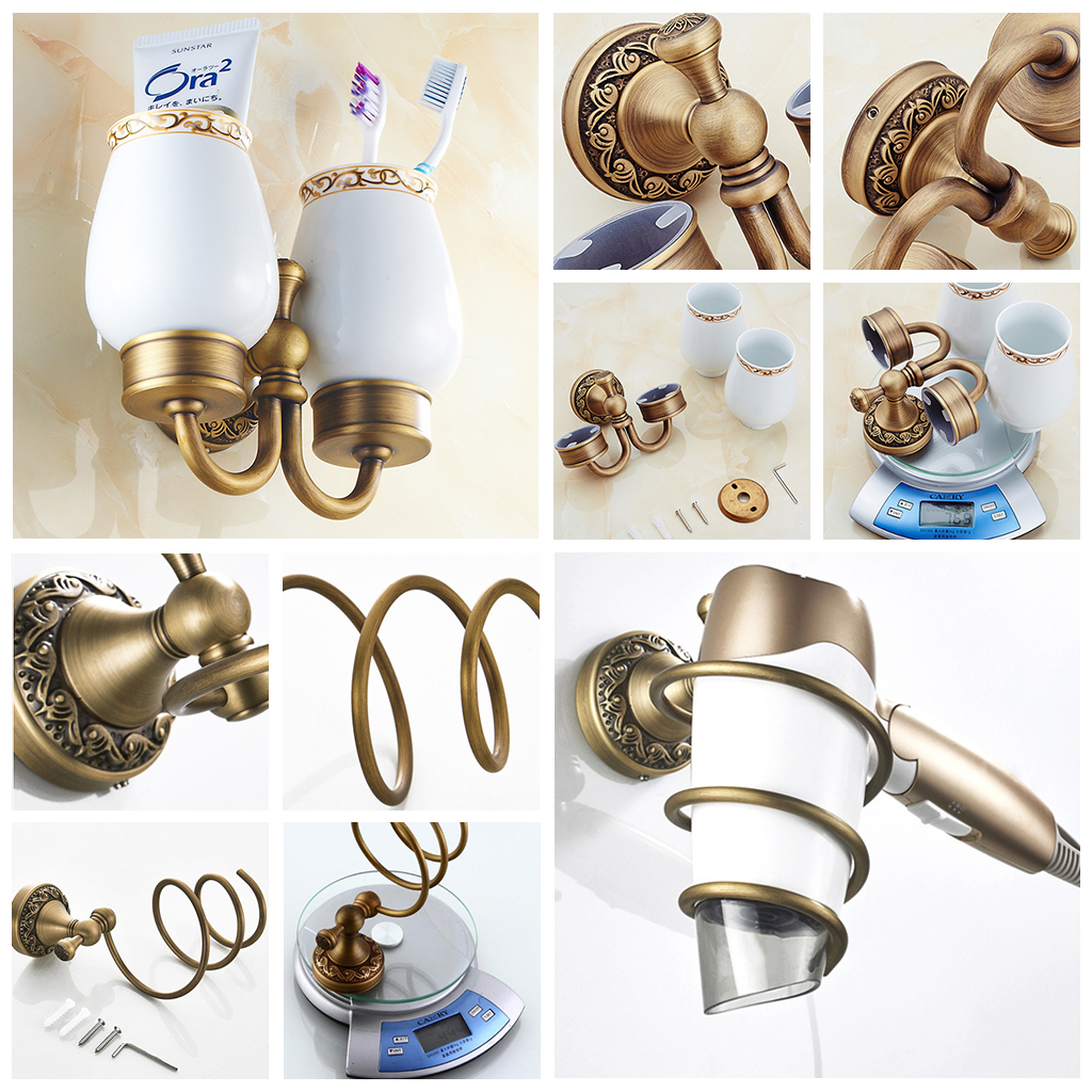 Badkameraccessoires Antiek Brons Handdoekplank Toiletrolhouder Zeephouder Handdoekenrek Tumble Holder Antiek Brons ELF4001