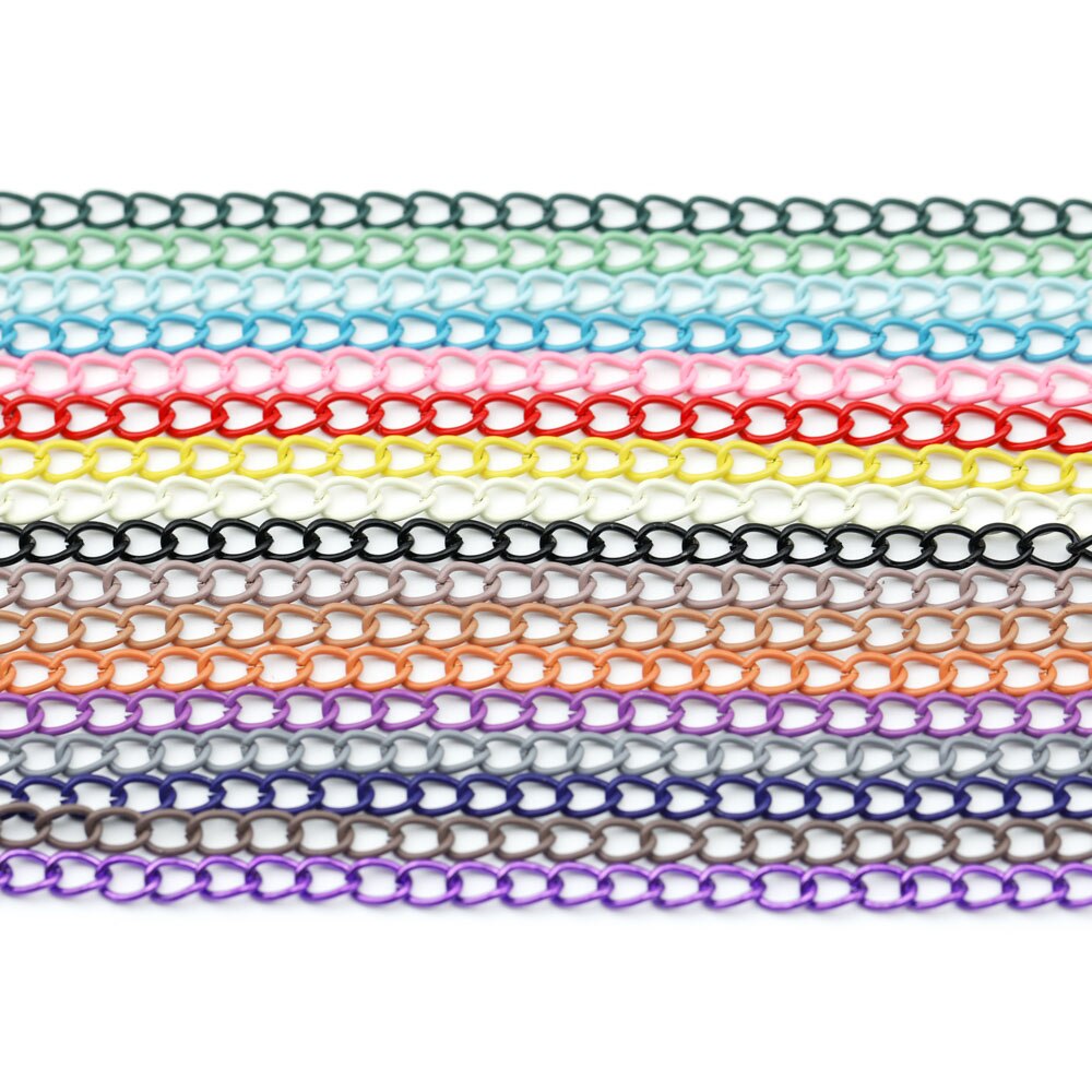 2 meters 5mm Metal Chain Colorful Iron Connecting Chain Combination Chain Extension for Jewelry Making Findings DIY Supplies